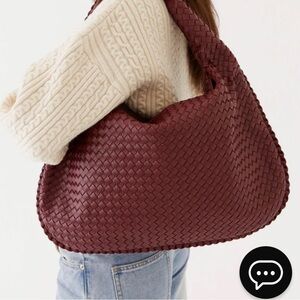 NEW Dark Red Woven Tote Bag